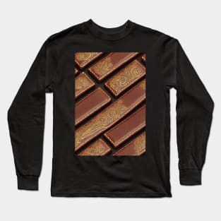 Dark Brown Ornamental Leather Stripes, natural and ecological leather print #61 Long Sleeve T-Shirt